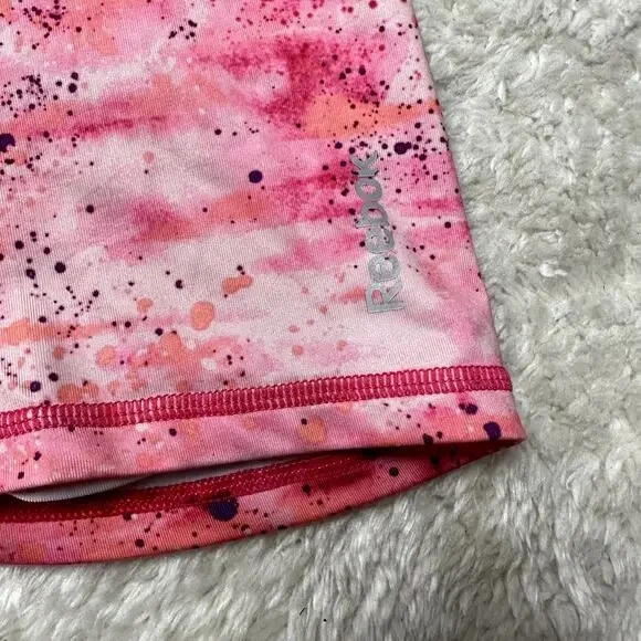 Reebok Pink Ombre Paint Splatter Bike Workout Shorts Women's Size XS Extra Small - Picture 5 of 7